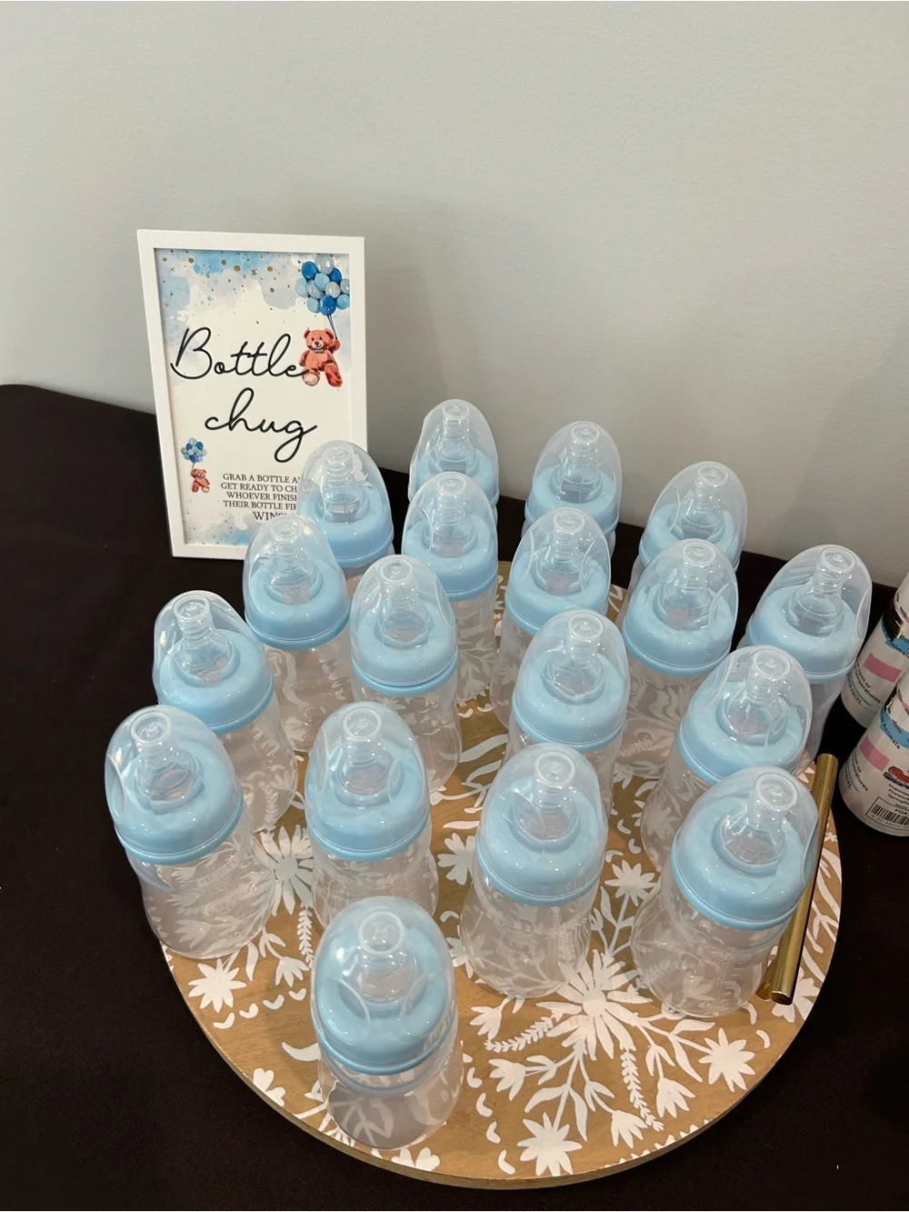 Light Blue Bottle Chug Baby Shower Game